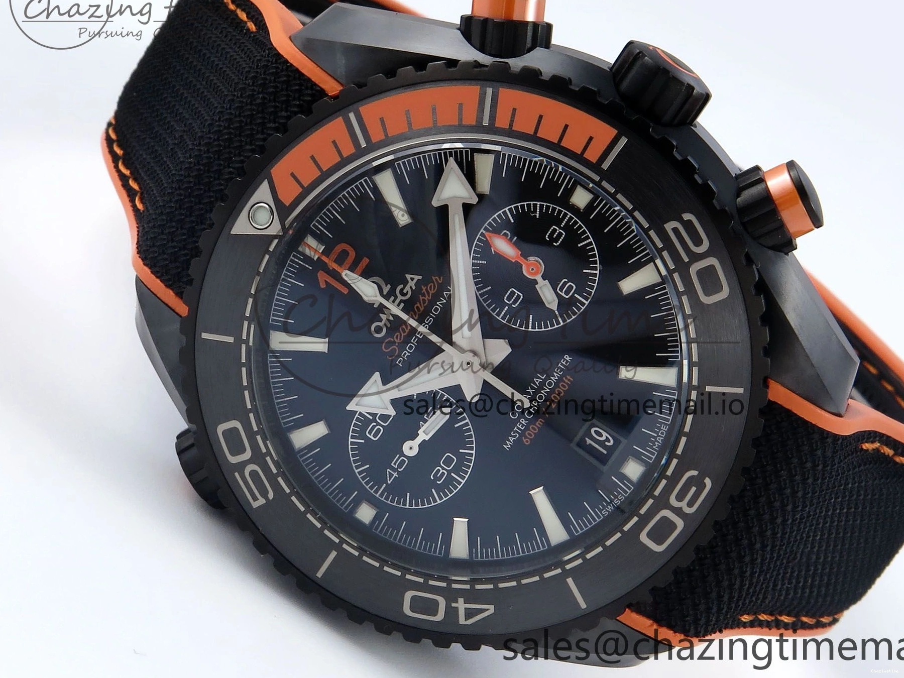 0210 Attractive Planet Ocean Master Chronometer 600M 45.5mm SCF 1:1 Best Edition Black Orange Bezel Black Dial on Black Rubber Strap A9900 Super Clone 7668